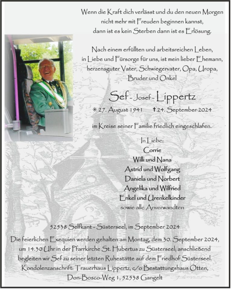 Nachruf Ehrenpräsident Sef – Josef – Lippertz