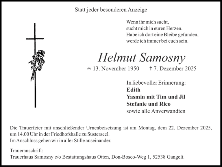 Nachruf Helmut Samosny