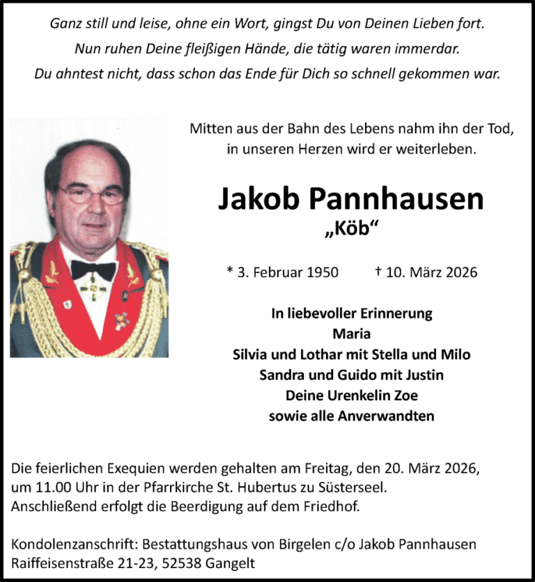 Nachruf General Jakob Pannhausen